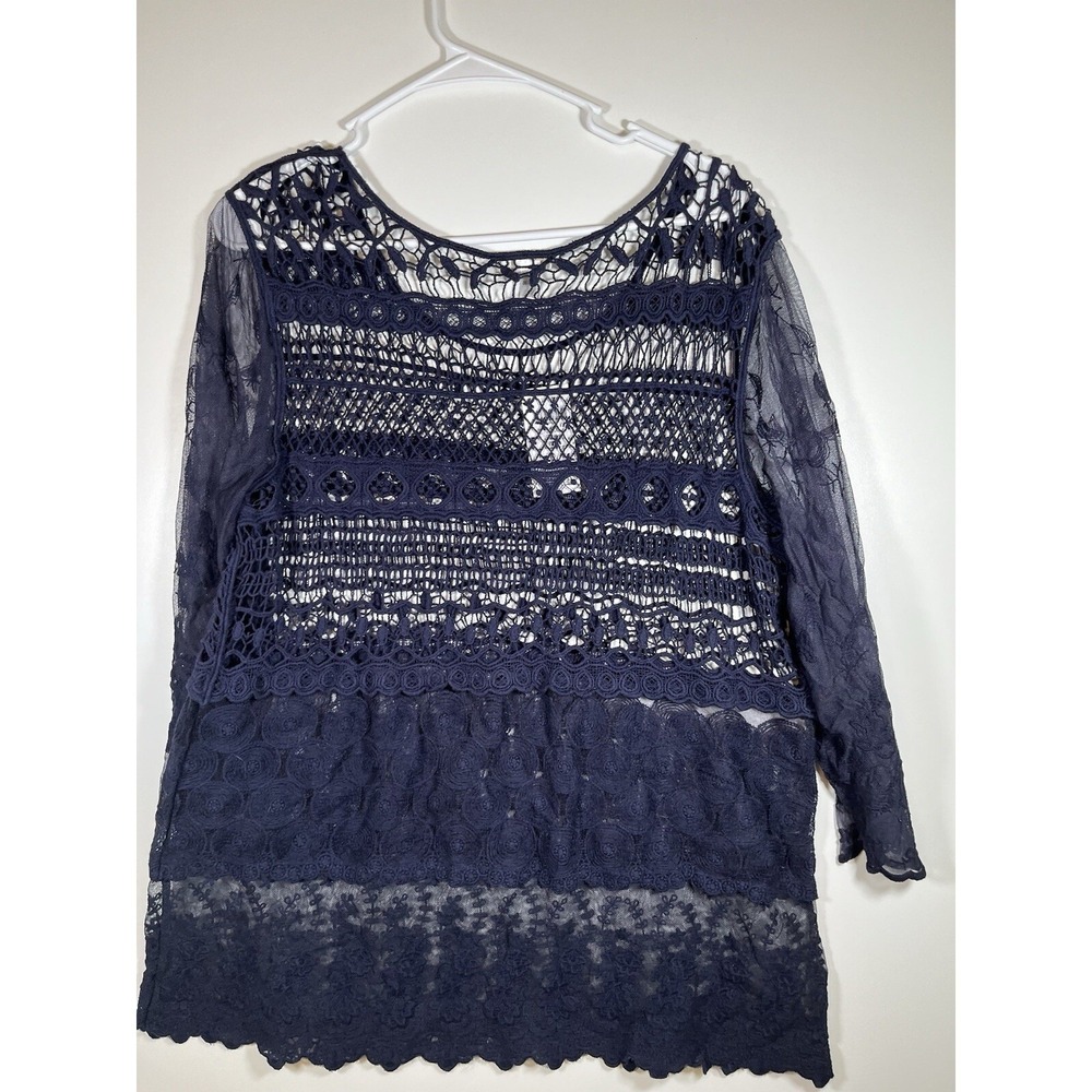 Chico's Delicate Danea Crochet Lace Sheer Layering Feminine Blouse Top Size 2NWT
